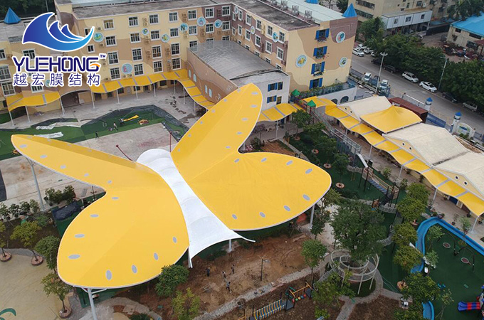 湖北省黃崗幼兒園膜結構遮陽棚、門廊膜結構案例